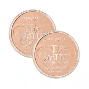 Rimmel London Stay Matte - 004 Sandstorm - Pressed Powder, Lightweight, High Coverage, Shine Control, 0.49oz (Pack of 2)