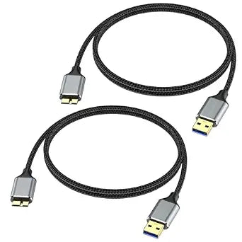 USB 3.0 Micro B Cable 3FT 2pcs, External Hard Drive Cable 5 Gbps High-Speed