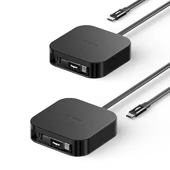 Fasgear 240W USB C to USB C Retractable Cable, 2m/6.6ft, 2 Pack, Black