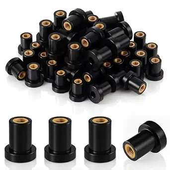 40 Pcs 1/4"-20 x 3/4" Rubber Well Nuts with Brass Inserts