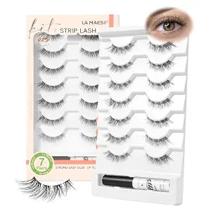 LA MAESII Natural Lashes,False Eyelashes Lashes Strip with Glue Clear Band