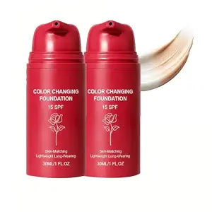 2 Pack Color Changing Foundation for Mature Skin ï¿½ï¿½ï¿½ï¿½ï¿½ï¿½ï¿½ï¿½ï¿½ Self-Adjusting Skin Tone Matching Makeup, Hydrating Liquid Concealer for Fine Lines & Wrinkles, Dewy