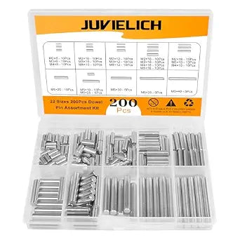 200Pcs Stainless Steel Dowel Pin Assortment Kit - M2 M3 M4 M5