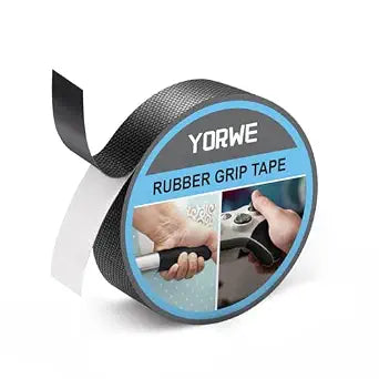 Yorwe Rubber Grip Tape, Ultra-Thin for Handles & Tools (1In x 10Ft, Black)