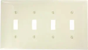 Leviton 4-Gang Toggle Switch Wallplate, Midway Size, PJ4-I, Ivory