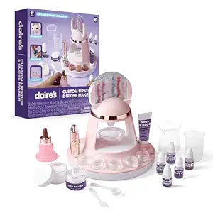 Claire's DIY Lipstick & Lip Gloss Making Kit, 97-Piece Real Makeup Arts & Crafts Set, Handmade Moisturizing Lip Glaze, Girl Toys & Cosmetic Products, Beauty & Science Gift, Ages 8+