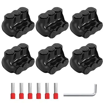 3 Port Insulated Multi Tap Connector 2-14 AWG Aluminum to Copper Wire Connectors Single Side Entry Aluminum Electrical Cable Connectors with Slotted Allen Hex - 6 Pack