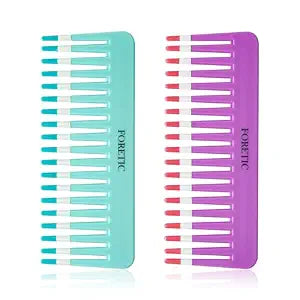 2-Pack Wide-Tooth Anti-Static Comb Set-6.1inch Handle-Free Design, Suitable for Curly, Wet & Dry Hair, Portable Travel Detangling Comb (Purple+Blue)