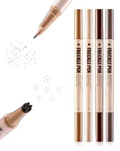 Light Brown Dual Ended Freckle Pen, Natural faux Freckle Stamp Pen, Multi-Size Freckles Pattern & Soft Precise Tip, Waterproof Long Lasting Sunkissed Freckle Makeup for All Skin Tones