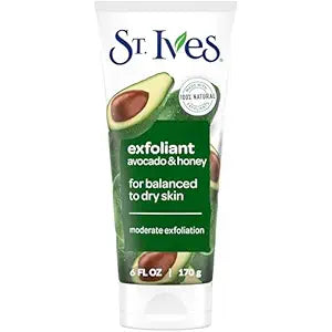 St. Ives Avocado & Honey Face Scrub, Facial Exfoliant for Balanced to Dry Skin, Moderate Exfoliation, 6 oz���