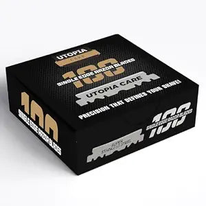 Utopia Care Single Edge Razor Blades,Stainless Steel Professional Barber Razor Blades for Hair Shaping, Shaving, Beard & Neckline Grooming, 100 Count