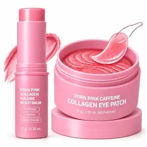 PDRN Pink Collagen Multi Balm Stick & Caffeine Hydrogel Eye Patches Set