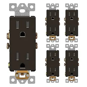 LIDER Decorator Receptacle, Tamper-Resistant Wall Outlet, 15A, 5-Pack