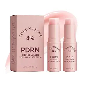 PDRN Pink Collagen Volume Multi Balm Stick, Volufiline for Fine Lines, 2 Pack | Hydrating Smoothing Balm for Face & Body, Under Eyes, Neck, Forehead, Smile Lines & Lips, Makeup Base, Portable Stick