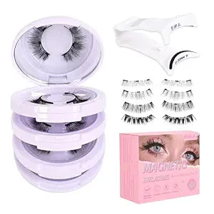 Vevela Magnetic Eyelashes Kit, 4 Pair Magnetic Lashes Natural Look with Applicator, No Glue Needed & Reusableï¿½ï¿½ï¿½ï¿½ï¿½ï¿½ï¿½ï¿½ï¿½Easy to Wear an