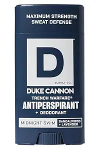 Duke Cannon Midnight Swim Antiperspirant Deodorant for Men ��� Trench Warfare�� ��� Sandalwood + Lavender Scent ��� Aluminum-Based Sweat Protection ��� 3 oz ��� Long-Lasting & Skin-Soothing