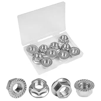 10 Pcs M12-1.75mm Serrated Flange Hex Nuts, 304 Stainless Steel