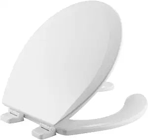 Bemis 550TTT Open Front Durable Wood Toilet Seat, Secure Hinges Stay Tight, Made in USA, Round, White