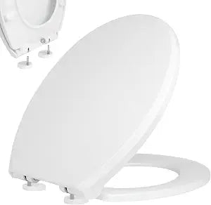 Slow Closing Round Seat Compatible with Toto Drake and Eco Drake Toilets Replacement Part SS113, Quick Release Toilet Lid Easy to Install and Clean, Non-slip Bumpers, Cotton White