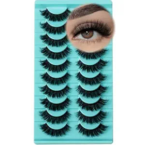 APCYUST Lashes Volume Mink Eyelashes 10 Pairs Natural Cateye Lash Strips Wispy Cat Eye Lashes Natural Look Short Thick Fluffy False Strip Eyelash Full Fake Lash Pack Black Pestaï¿½ï¿½ï¿½ï¿½ï¿½ï¿½as Po