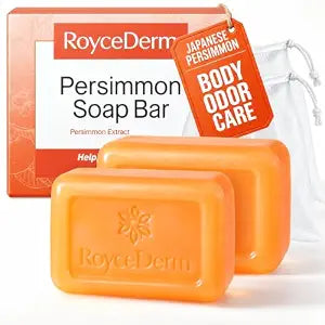 Roycederm Japanese Persimmon Soap for Body Odor, 2 Bars x 4 OZ | Persimmon Soap for Old People Smell, Purifying & Deodorizing Bar with Persimmon extract & Tea Tree for Adults & Seniors