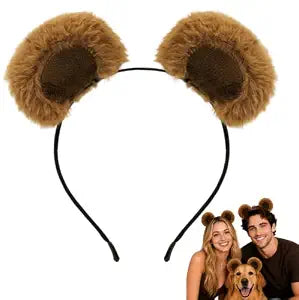 Voiiake Bear or Chipmunk Ears Headband Brown, Cute Care Hairband for Bear Costume, Animal Ear Head Wear for Makeup Washing Face Halloween Cosplay Dress up Costume Adults Women Gift