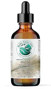 Bella Terra Oils - Emu Oil 4 oz - Genuine Pure Australian Emu, Infused with Linoleic & Oleic Acid, Perfect Companion for Lustrous Skin