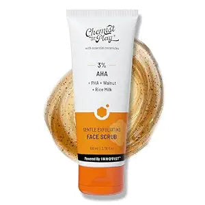 Chemist At Play Gentle Exfoliating Face Scrub with Mandelic Acid & Walnuts | Removes Dead Skin & Blackheads | Detans |Gives Instant Glow| Face Scrub for Women & Men | 100ml
