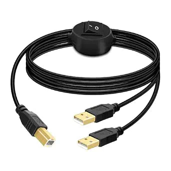 GELRHONR USB B to USB A Printer Cable Splitter - 1 in 2 Out Printer Cord Switcher for Sharing Keyboard, Mouse, Scanner (2.5M)