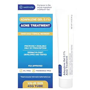 WELMATE Adapalene Gel 0.1% Topical Retinoid, Acne Treatment, 1.6oz