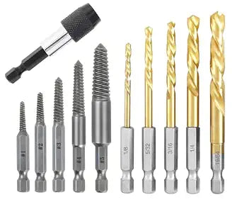 11 Pcs Stripped Screw Extractor Set, Reverse Drill Bit Extractor Set