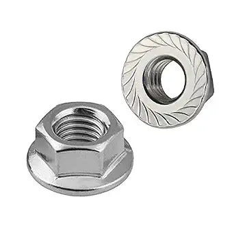 3/8-16 Serrated Flange Hex Lock Nuts, Stainless Steel 18-8 (304), Bright Finish, 10 PCS