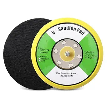 1Pcs 5in Hook and Loop Flexible Backing Pad, 5" Sanding Back Pad 5/16" 24 Thread for Air Orbital Sander and Pneumatic Polisher