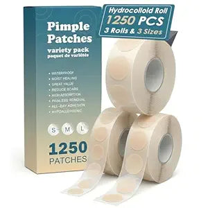 1250 Counts Pimple Patches for Face - 3 Size Hydrocolloid Acne Patch