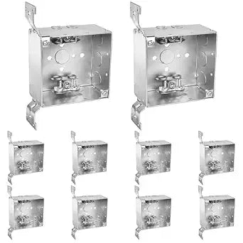 OHLECTRIC 4 Square Welded Electrical Box with Flush Mount Brackets