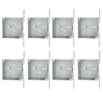 4 Inch Square Metal Electrical Box with TS Bracket, 2-1/8" Deep, Welded Galvanized Steel Stud Mount Junction Box, 8 Pack