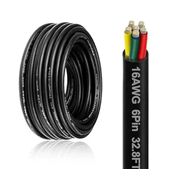 16 Gauge 6 Conductor Electrical Wire, 32.8FT 16AWG PVC Thermostat Wire, Low Voltage Landscape Wire, Flexible Cord for LED Lighting Strips Automotive Garden Bell Speaker