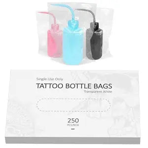 ZHOOGE Tattoo Wash Bottle Bags Tattoo Supplies, 250Pcs 9.8 x 5.9 in, White