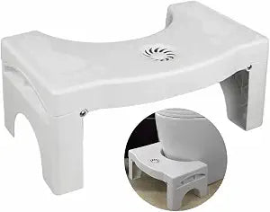 Folding Squatting Toilet Stool 7" Plastic Non-Slip Foldable Bathroom Stools Toilet Step Stool for Kids and Adults, Squat Aid Stool for Constipation Relief White