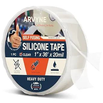 Self Fusing Silicone Tape Waterproof 1" x 36' Clear, AdhesiveFree