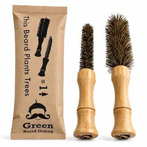 Twisted Timber Round Mustache Brush Set in 2 Sizes by Green Beard Grmng
