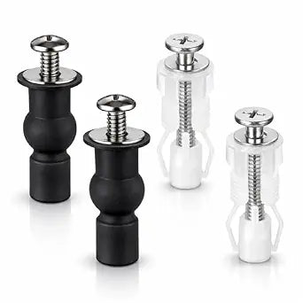 2 Set Toilet Seat Screws, Stainless Steel Toilet Seat Bolts with Expanding Rubber & Plastic Nuts - Universal Toilet Hardware Replacement Kit for Most Top-Mount Toilet Seats' Top-Mount Hinges