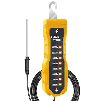 Electric Fence Voltage Tester, 12KV Portable Fence Testing Tool with 8 Indicator Lights Fault Finder for Farm