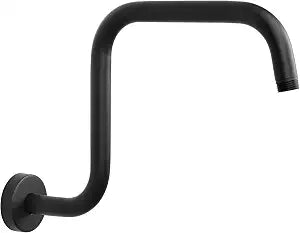 NearMoon S Shape Shower Extension Arm with Flange, Stainless Steel High Rise Shower Head Extender Pipe, Horizontal Extension Standard 1/2" Connection- Bathroom Accessory, 13 Inch (Matte Black)