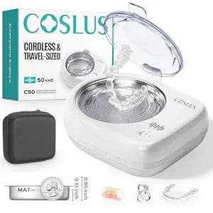 COSLUS Sonic Retainer Cleaner Machine, Compact Portable Design, White