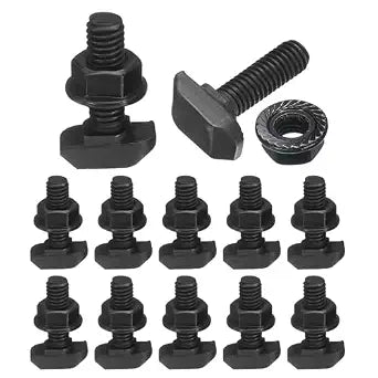 uxcell 12pcs M6x20mm t Slot Drop-in Bolt, Carbon Steel Hammer Head Bolts t Shape Stud Sliding Screw with M6 Hexagon Flange Nuts for European Standard 30 Series Aluminum Profile