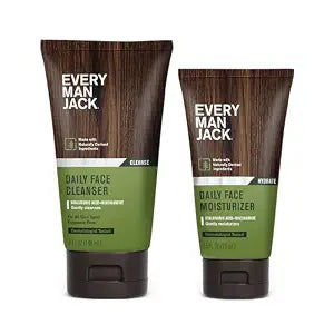 Every Man Jack Daily Face Wash & Moisturizer Bundle for Men, Unscented