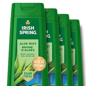 Irish Spring Aloe Mist Moisturizing Body Wash for Men, 24-Hour Fresh, Face and Body Wash, Men’s Body Wash, Biodegradable Ingredients, Paraben Free, Aloe Mist Scent, 20 fl oz Bottle, 4 pack