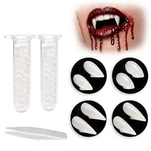 Vampire Teeth for Adults, 4-Pair Halloween Fangs Kit Face