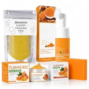 4-Piece Turmeric Skincare Set with Face Wash, Cream, Soap Bar
